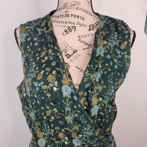 Roller Rabbit Filippa Wrap Dress S Tiered Beringhouse Green Floral Cottagecore - Picture 4 of 12